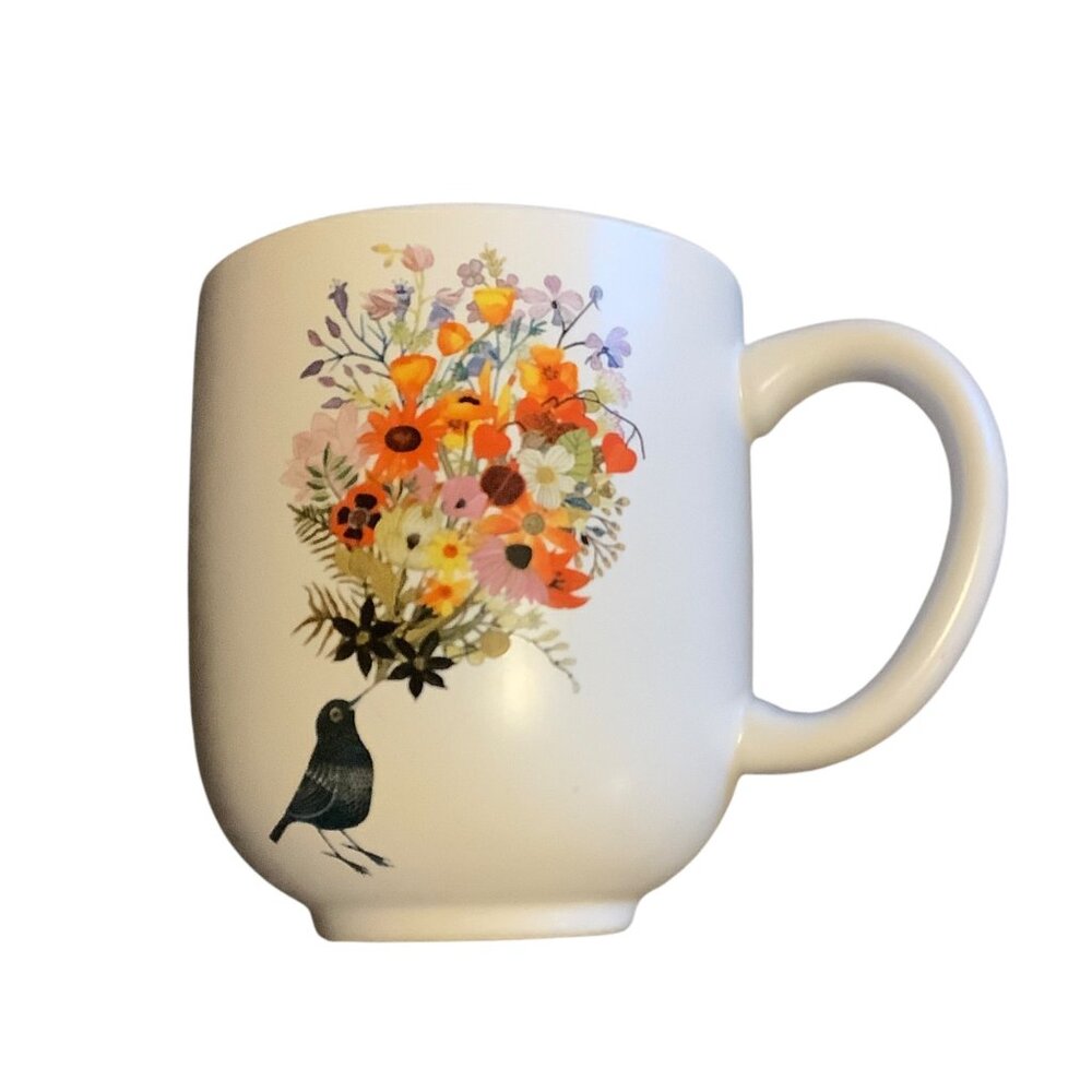 Hallmark Geninne Zlatkis Art‎ Bird Flowers Ceramic Coffee Mug Cup 12 Oz. 4" Tall
